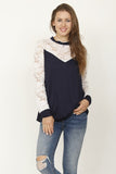 Lace Sleeve Heart Top- 2 Colors