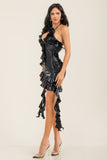 Ruffle Fringe Corsage Mini Dress