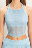 Knitted Snug Fit Top & Skirt Set- Ice Blue (Pre-Order)