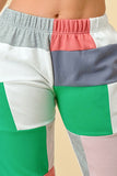 Color Block Patch French Terry Pants & Corset Cropped Top Set