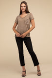 Washed Melange Burnout Scoop V-Neck Top- 7 Colors