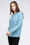 Ribbed Brushed Melange Hacci Sweater with a Pocket-5 Colors