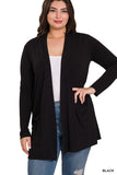 Plus Size Slouchy Pocket Open Cardigan- 3 Colors