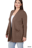 Plus Size Slouchy Pocket Open Cardigan- 3 Colors