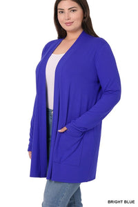 Plus Size Slouchy Pocket Open Cardigan- 3 Colors