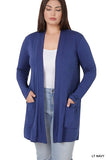 Plus Size Slouchy Pocket Open Cardigan- 3 Colors