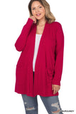 Plus Size Slouchy Pocket Open Cardigan- 3 Colors