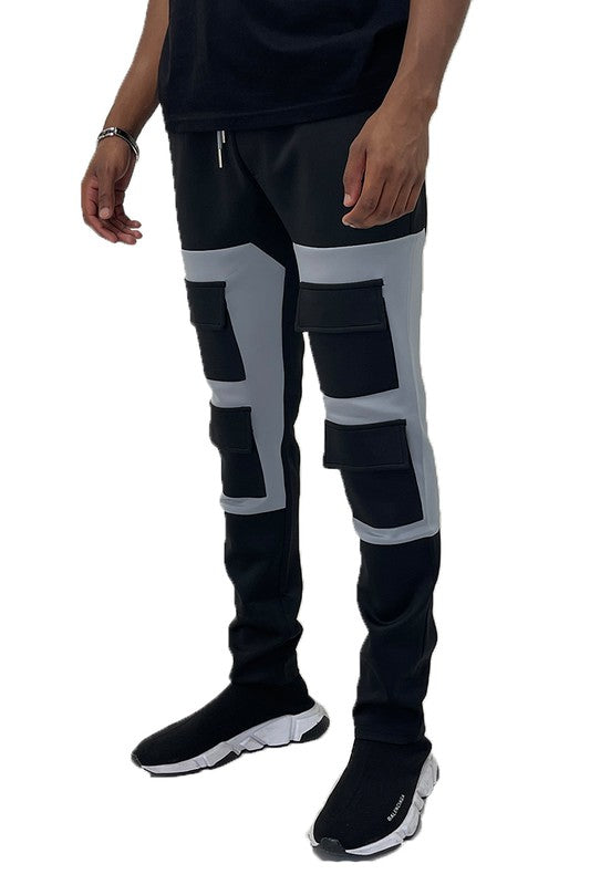 MEN'S SQUARE BLOCK TRACK PANTS - GREY