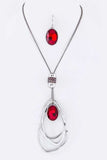 Crystal Drop & Hoops Necklace Set
