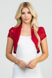 Crochet Sequin Lace Cropped Shrug Top- 6 Colors