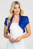 Crochet Sequin Lace Cropped Shrug Top- 6 Colors