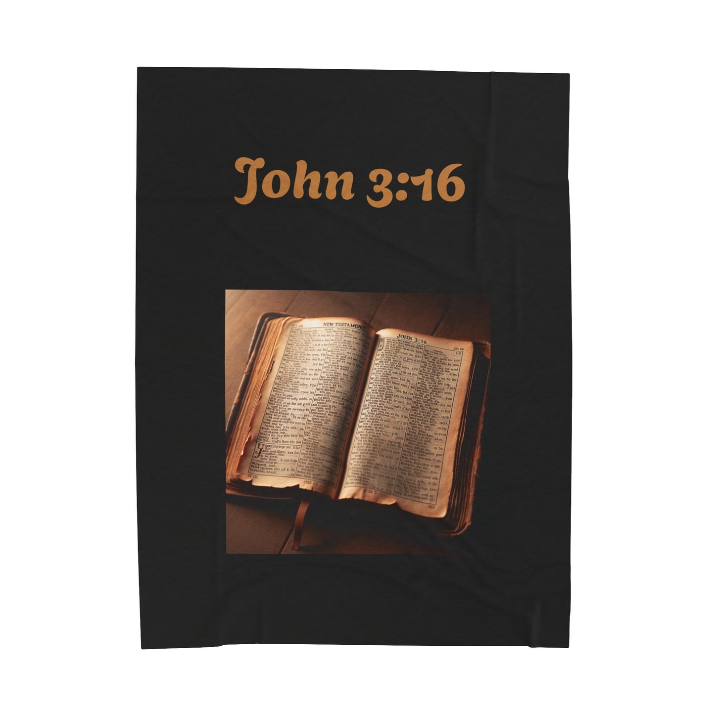 Religious Velveteen Plush Blanket with John 3:16 Bible Verse, Christian Throw, Inspirational Blanket, Cozy Bedding, Religious Home Decor