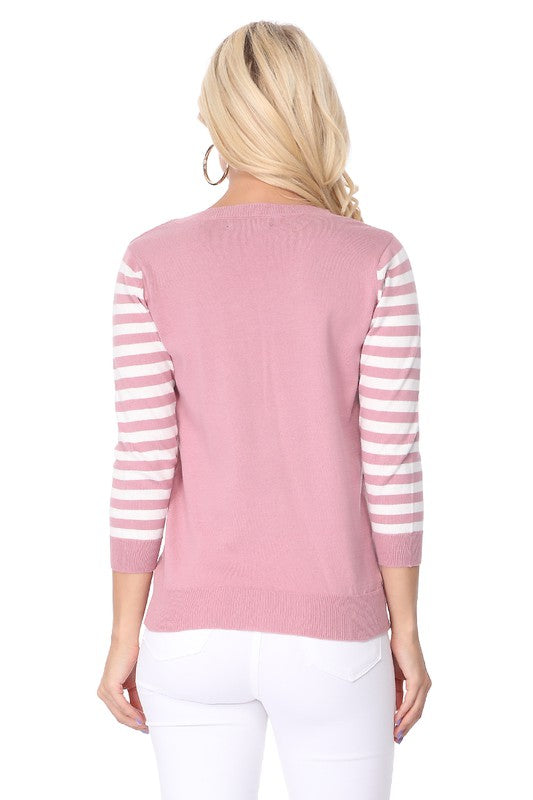 Kitty Cat Jacquard Casual Crewneck Pullover Sweater Top-4 Colors