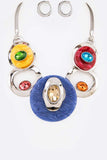 Crystal Hoops Statement Necklace Set- 8 Colors