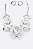 Crystal Hoops Statement Necklace Set- 8 Colors