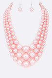 Mix Pearl Layer Statement Necklace Set-12 Colors