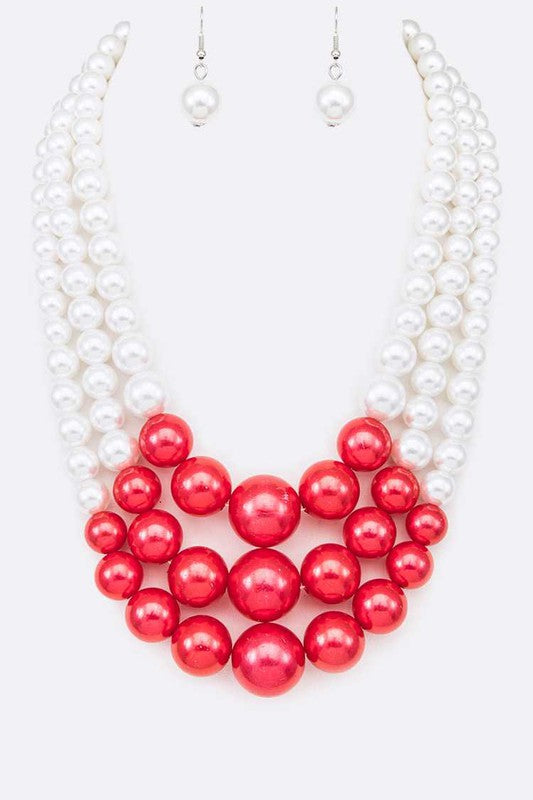 Mix Pearl Layer Statement Necklace Set-12 Colors