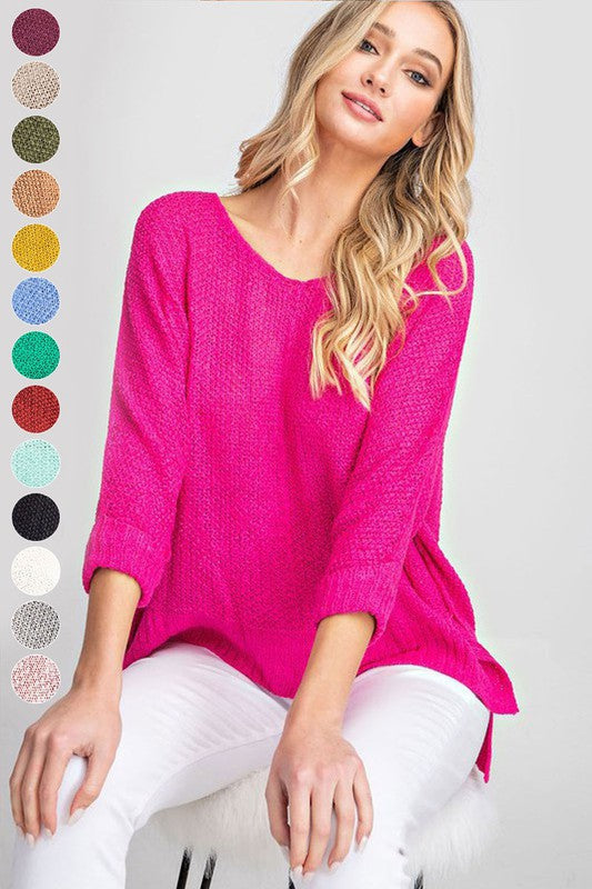 Crew Neck Knit Sweater- 7 Colors