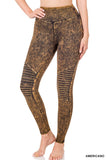 MINERAL WASHED WIDE WAISTBAND MOTO LEGGINGS (5 COLORS)