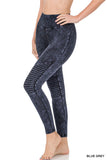 MINERAL WASHED WIDE WAISTBAND MOTO LEGGINGS (5 COLORS)