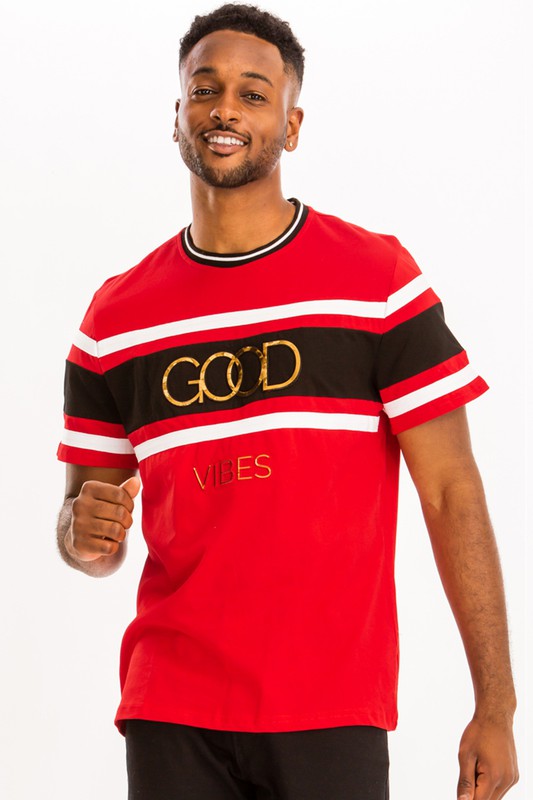 Men's "Good Vibes" 3D Design Print Gold Foil- 5 Colors
