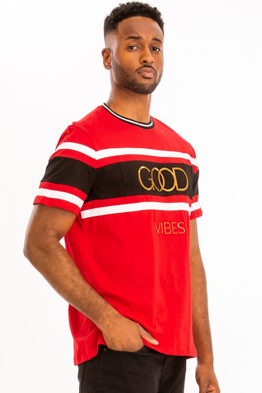 Men's "Good Vibes" 3D Design Print Gold Foil- 5 Colors
