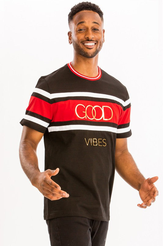 Men's "Good Vibes" 3D Design Print Gold Foil- 5 Colors