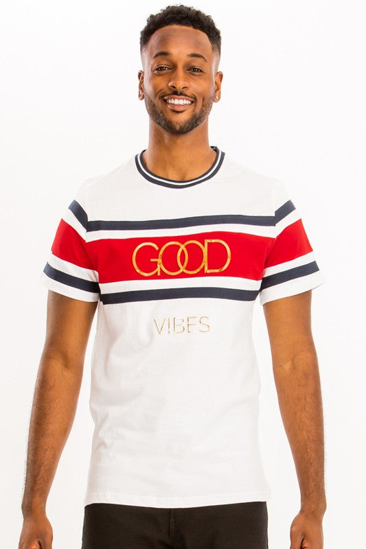 Men's "Good Vibes" 3D Design Print Gold Foil- 5 Colors