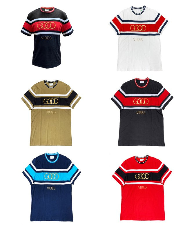 Men's "Good Vibes" 3D Design Print Gold Foil- 5 Colors