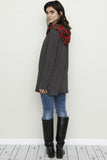 Plus Size Hooded Plaid Trimmed Cardigan