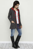 Plus Size Hooded Plaid Trimmed Cardigan