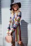 Multi Color Cross Stripe Midi Dress