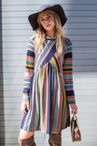 Multi Color Cross Stripe Midi Dress