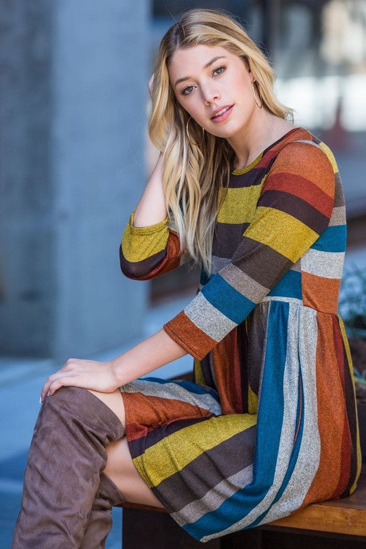 Multi Color Mini Dress-3 Colors