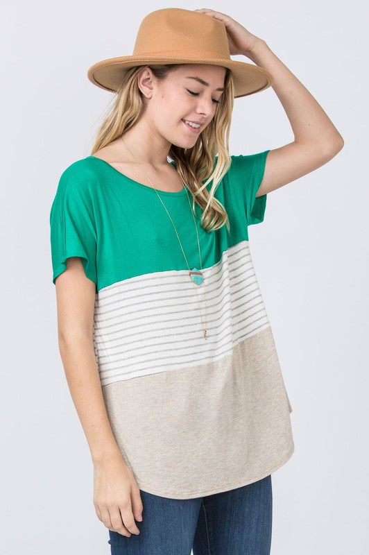 Three Color Block Tunic Top-3 Colors