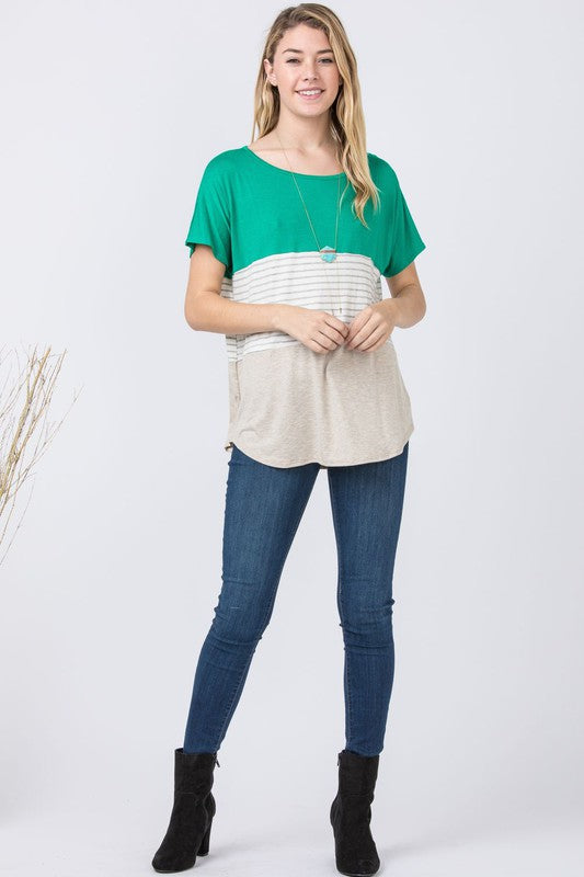 Three Color Block Tunic Top-3 Colors