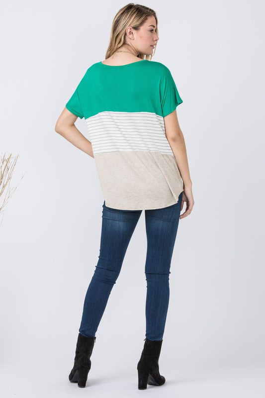 Three Color Block Tunic Top-3 Colors