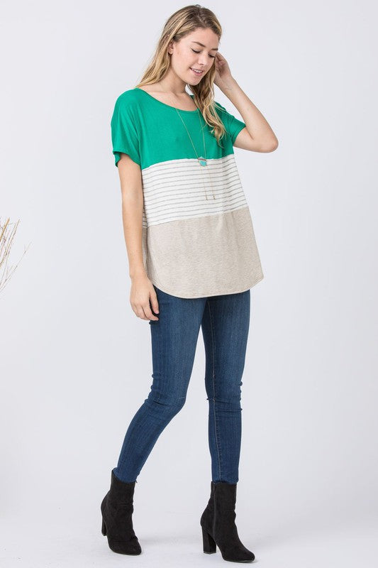 Three Color Block Tunic Top-3 Colors