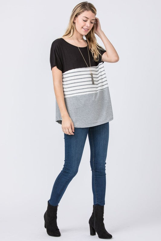 Three Color Block Tunic Top-3 Colors