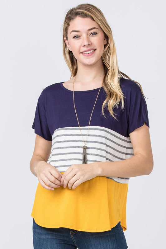 Three Color Block Tunic Top-3 Colors