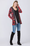 Hooded Plaid Trimmed Cardigan
