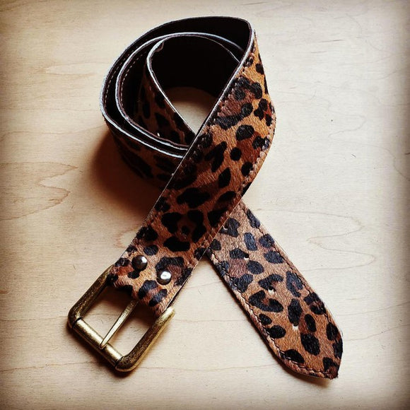 Hair Leopard Leather Belt w/ Antique Belt Buckle