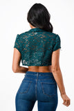 Crochet Sequin Lace Cropped Shrug Top- 6 Colors