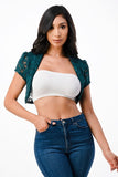 Crochet Sequin Lace Cropped Shrug Top- 6 Colors