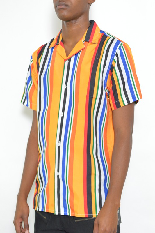 MEN'S STRIPED BUTTON DOWN SHIRT PRINT