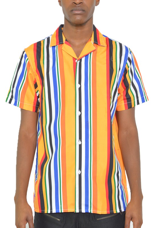 MEN'S STRIPED BUTTON DOWN SHIRT PRINT
