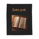 Religious Velveteen Plush Blanket with John 3:16 Bible Verse, Christian Throw, Inspirational Blanket, Cozy Bedding, Religious Home Decor