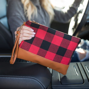 Buffalo Plaid Wristlet Clutch Bag- 2 Colors