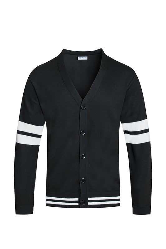 Weiv Men's Two Stripe Button Cardigan- Colors