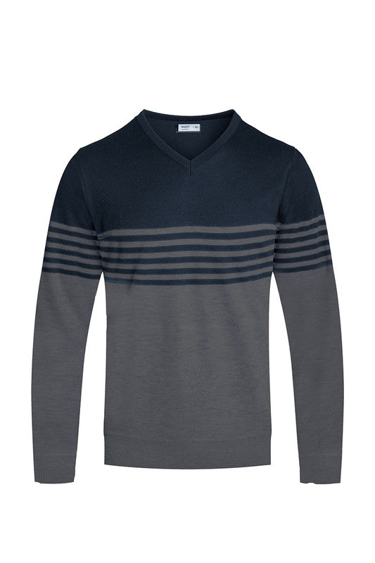 Weiv Mens Knit VNeck Pullover Sweater- 2 Colors